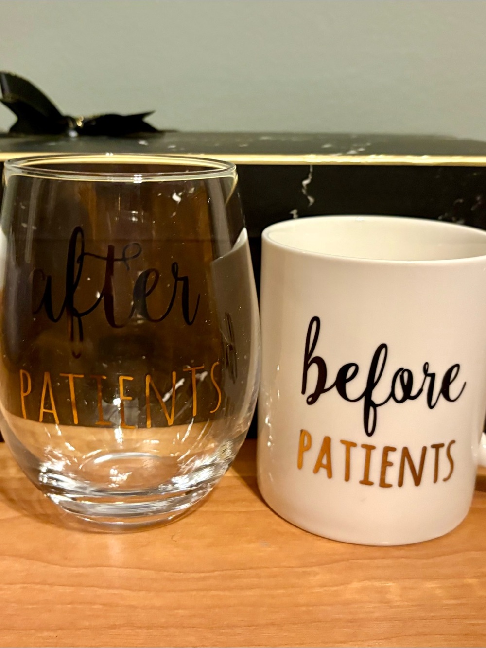 Before Patients Coffee Mug & After Patients Wine Glass Gift Set for Nurse, PT/OT